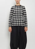 Padded Details Checks Wool Sweater — Black / Off White