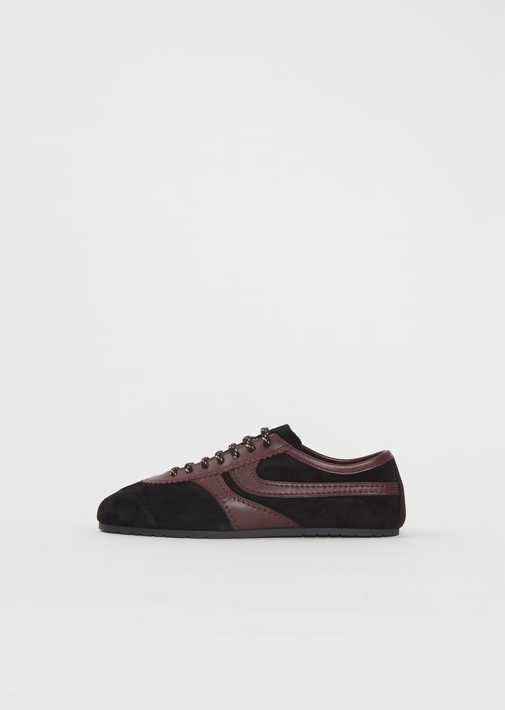 Suede Leather Trainer — Black