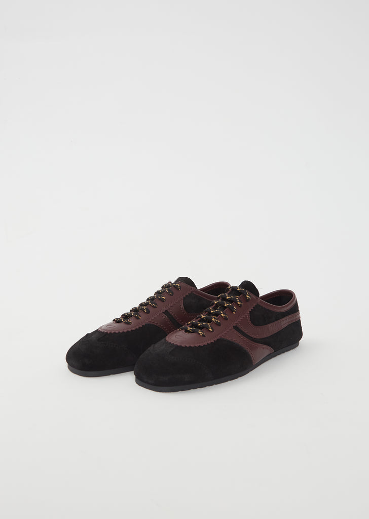 Suede Leather Trainer — Black