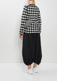 Padded Details Checks Wool Sweater — Black / Off White