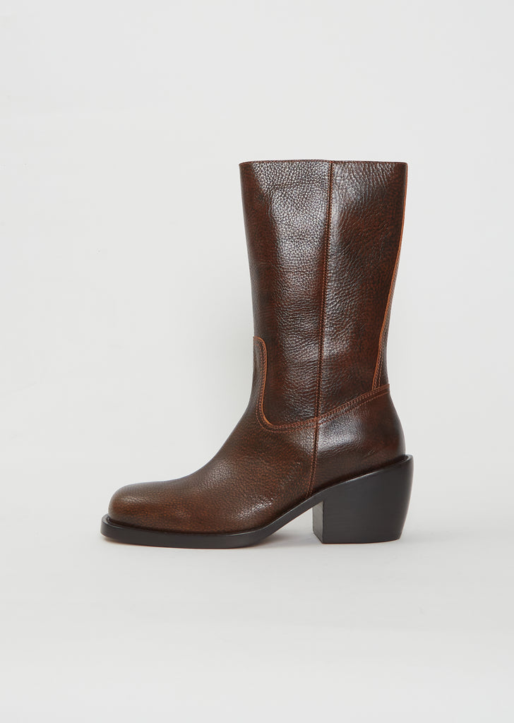 Heeled Leather High Boot