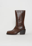 Heeled Leather High Boot