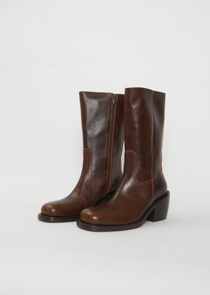 Heeled Leather High Boot