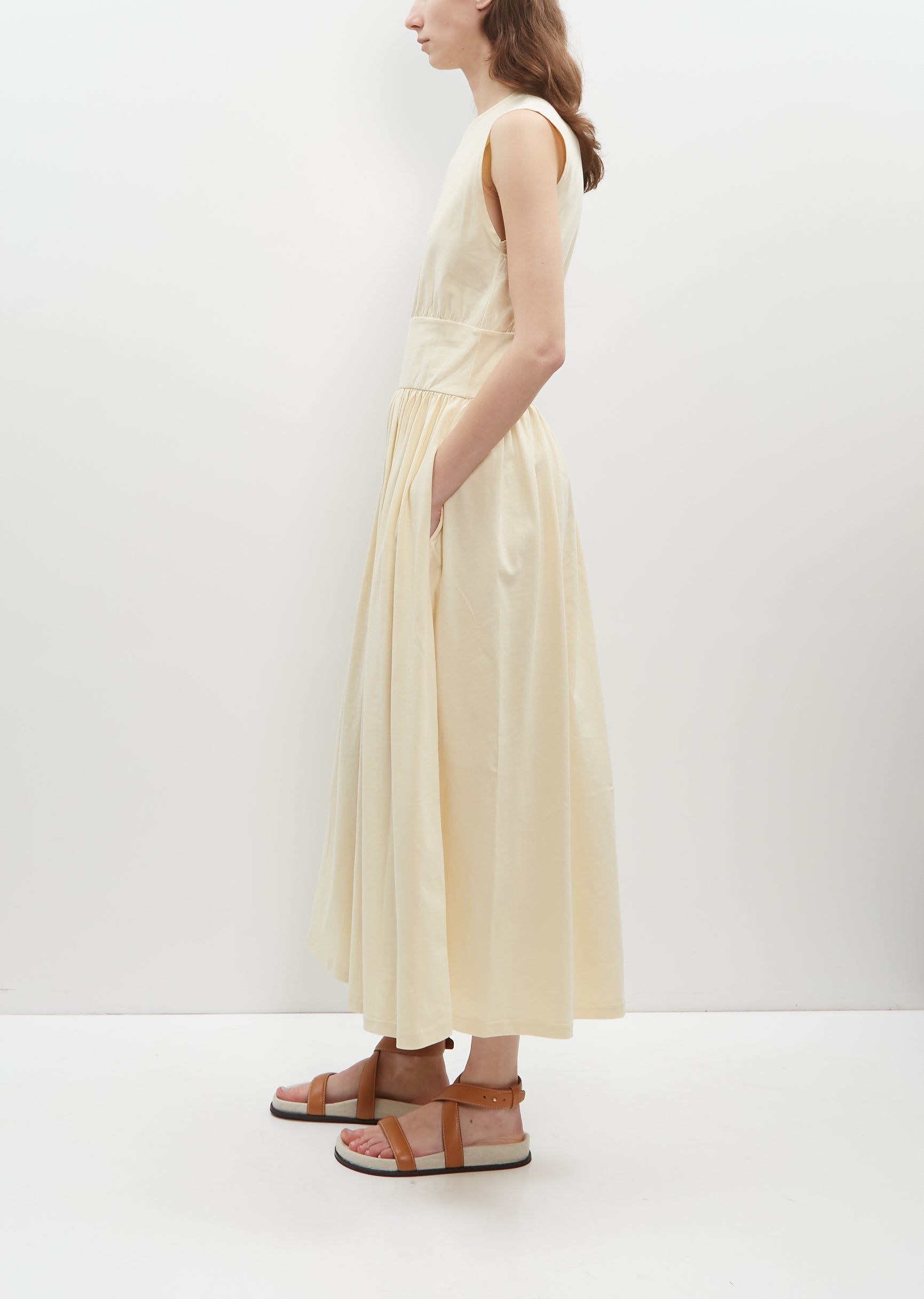 Sleeveless Cotton Tee Dress Vanilla La Garonne Sleeveless Cotton Tee Dress Vanilla La Garonne