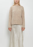 Alpaca Wool Cable Crewneck Sweater — Husk