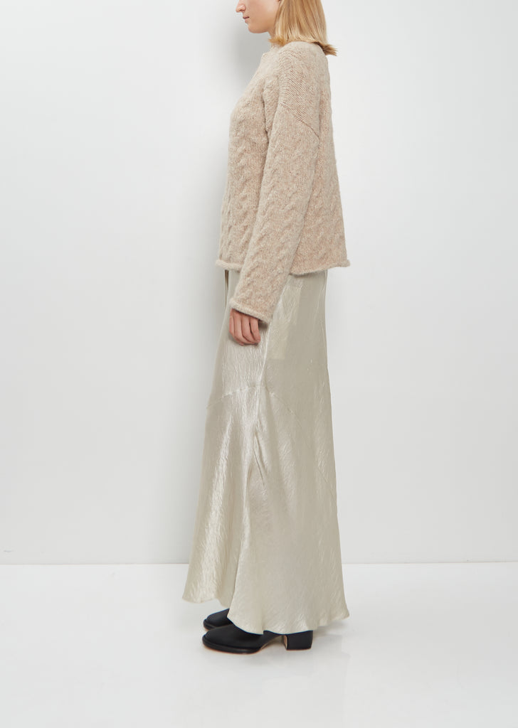Alpaca Wool Cable Crewneck Sweater — Husk