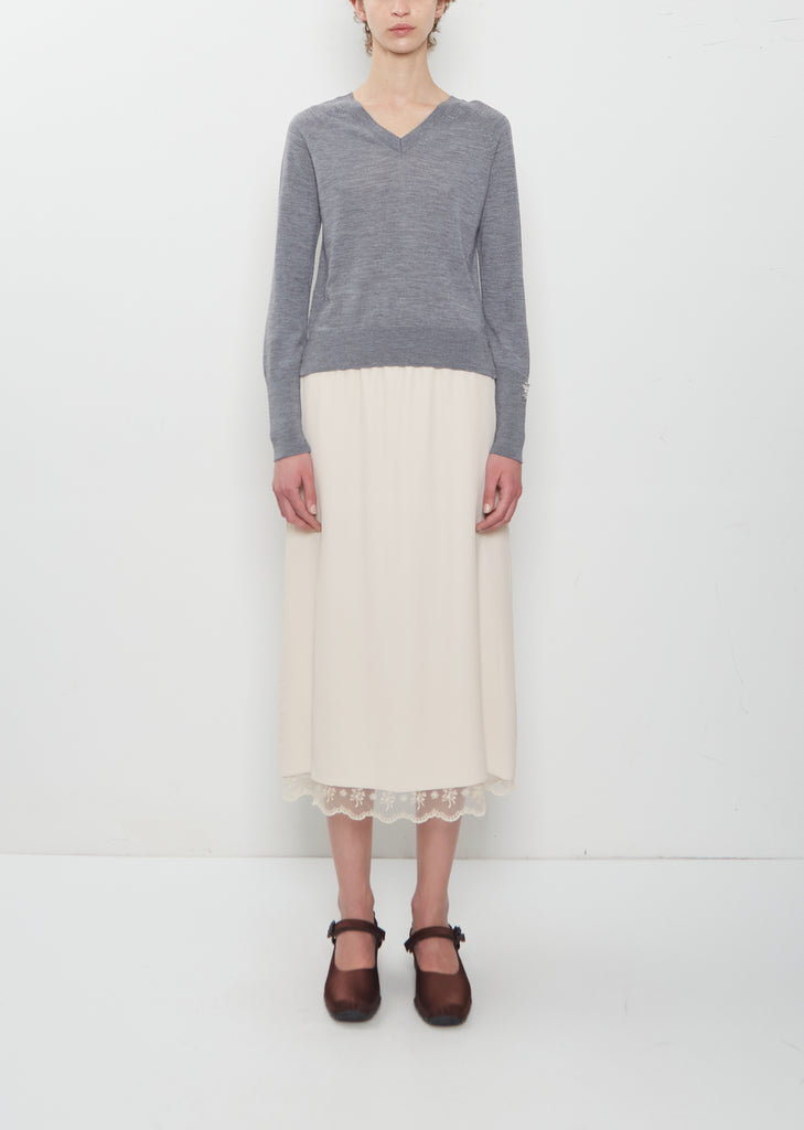 Lace Trim Negligee Skirt — Nude