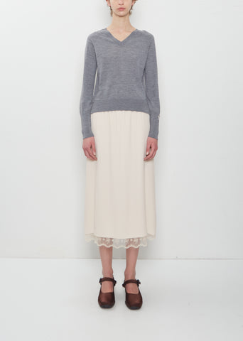 Lace Trim Negligee Skirt — Nude