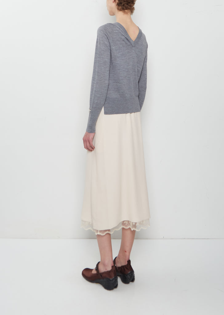 Lace Trim Negligee Skirt — Nude