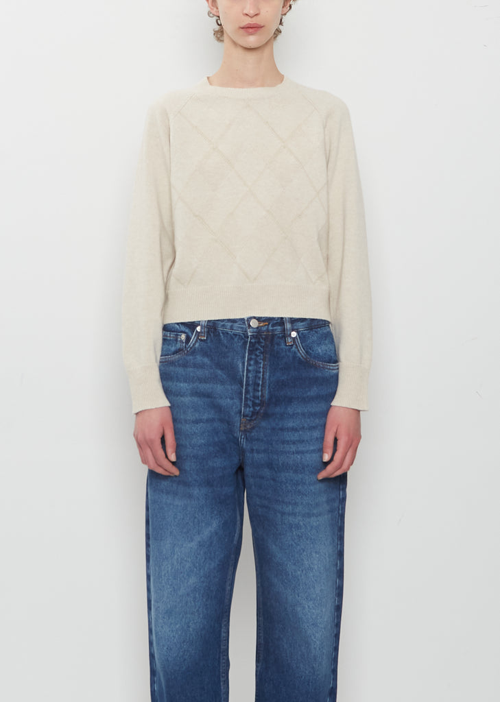 Textured Argyle Sweater — Natural