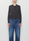 Merino Wool Cardigan with Grosgrain Placket — Charcoal