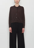Merino Wool Cardigan with Grosgrain Placket — Dark Brown