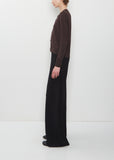 Merino Wool Cardigan with Grosgrain Placket — Dark Brown