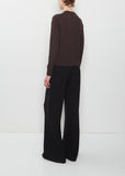 Merino Wool Cardigan with Grosgrain Placket — Dark Brown