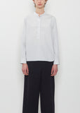 Cotton Micro Stripe Pull On Collarless Shirt