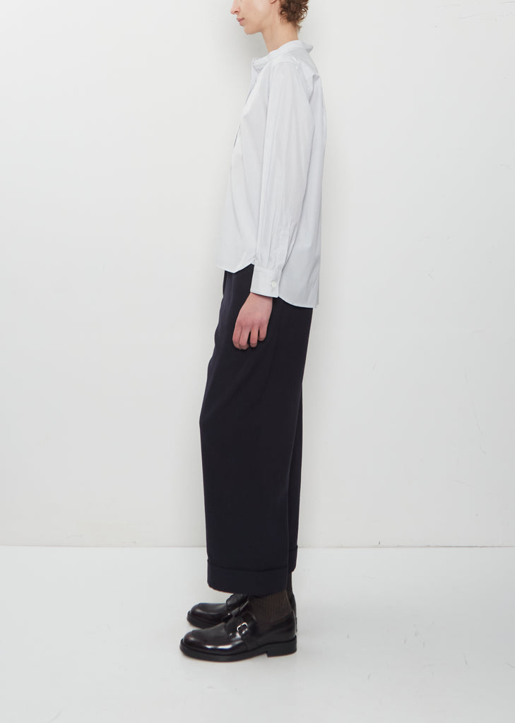 Cotton Micro Stripe Pull On Collarless Shirt