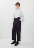 Cotton Micro Stripe Pull On Collarless Shirt