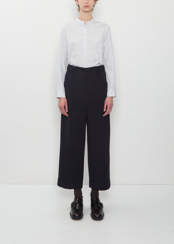 Brushed Fluid Wool Twill Relaxed Crop Pants