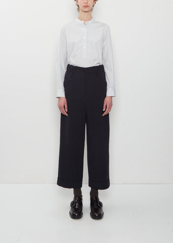 Brushed Fluid Wool Twill Relaxed Crop Pants