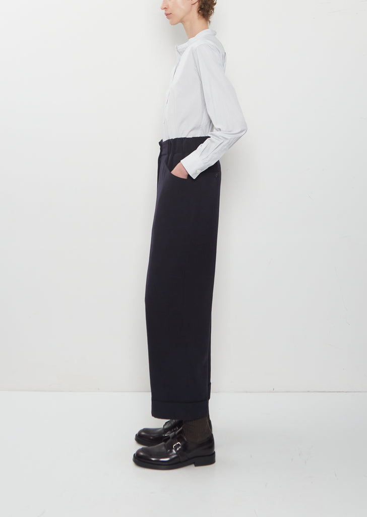 Brushed Fluid Wool Twill Relaxed Crop Pants