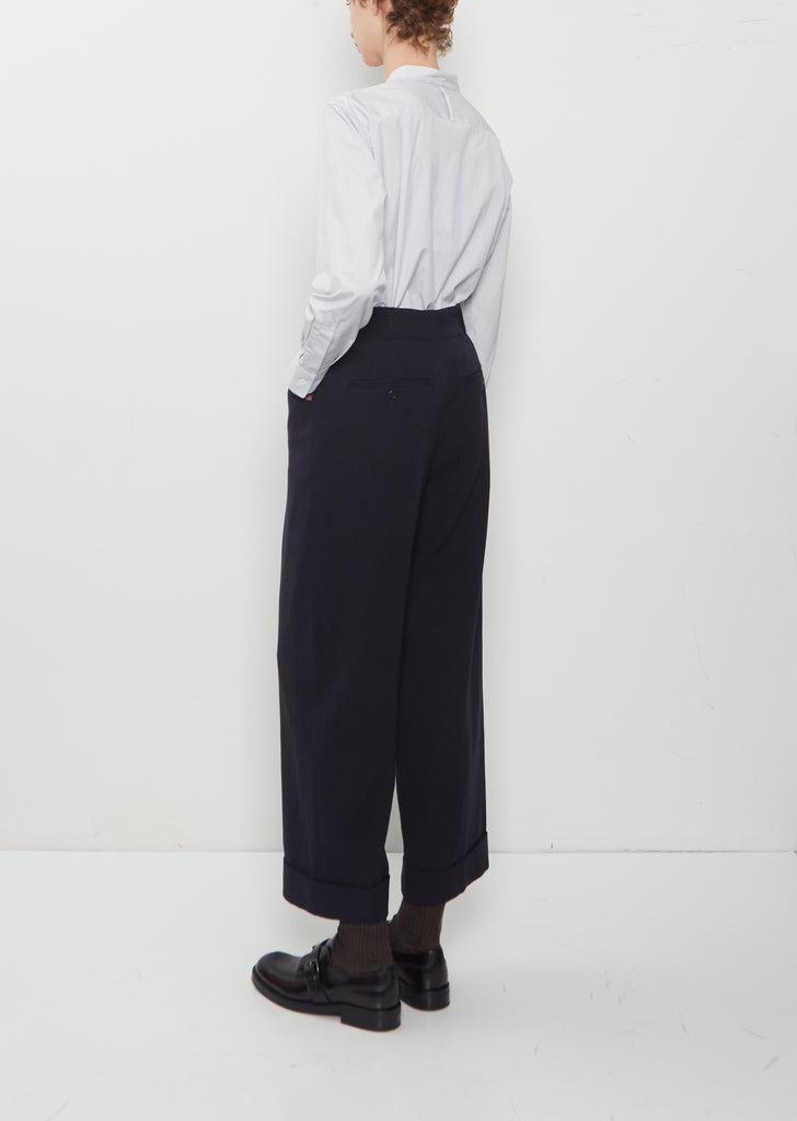 Brushed Fluid Wool Twill Relaxed Crop Pants