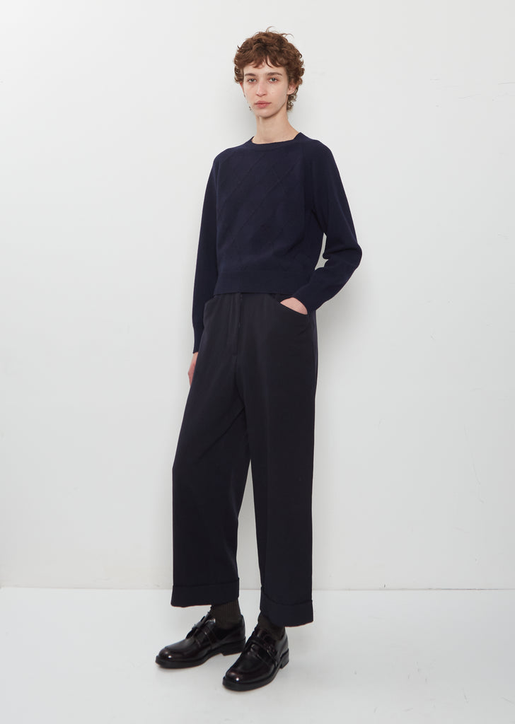 Textured Argyle Sweater — Navy