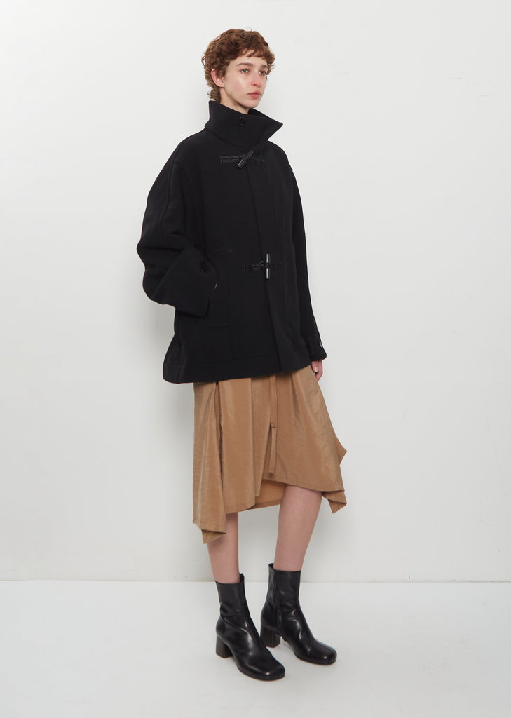 Short Wool Duffle Coat — Black