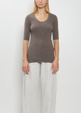 Stretch Wool Alpaca Rib Scoop-Neck Sweater
