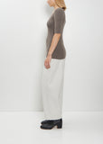 Stretch Wool Alpaca Rib Scoop-Neck Sweater