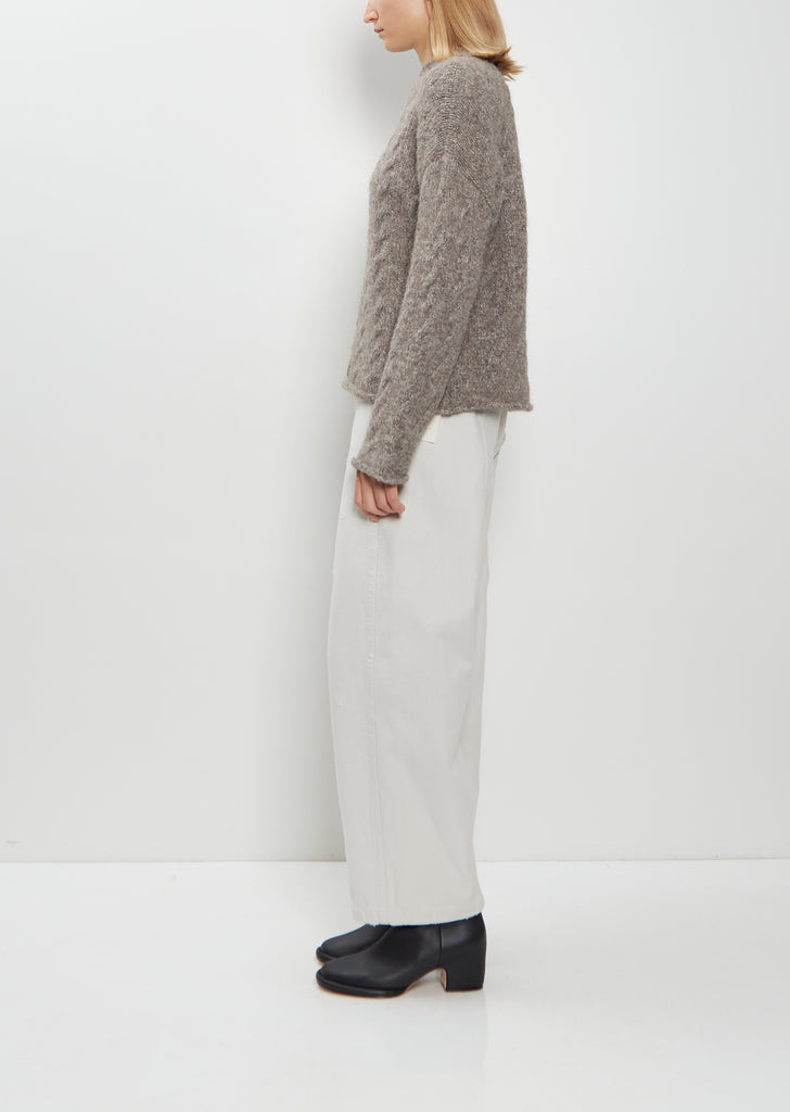 Alpaca Wool Cable Crewneck Sweater — Cinder
