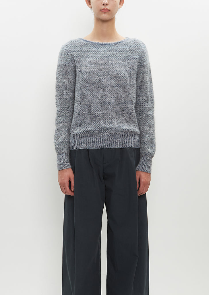 Cotton-Mohair Blend Fjord Sweater — Stone Blues