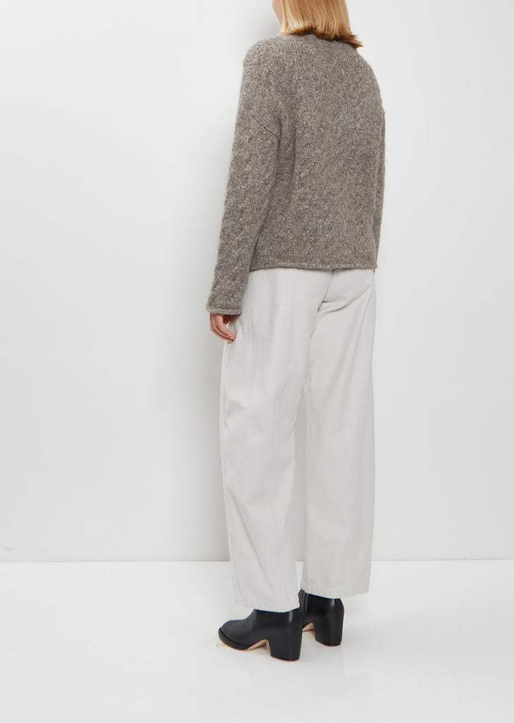 Alpaca Wool Cable Crewneck Sweater — Cinder