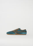 Suede Leather Trainer — Turquoise
