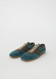 Suede Leather Trainer — Turquoise