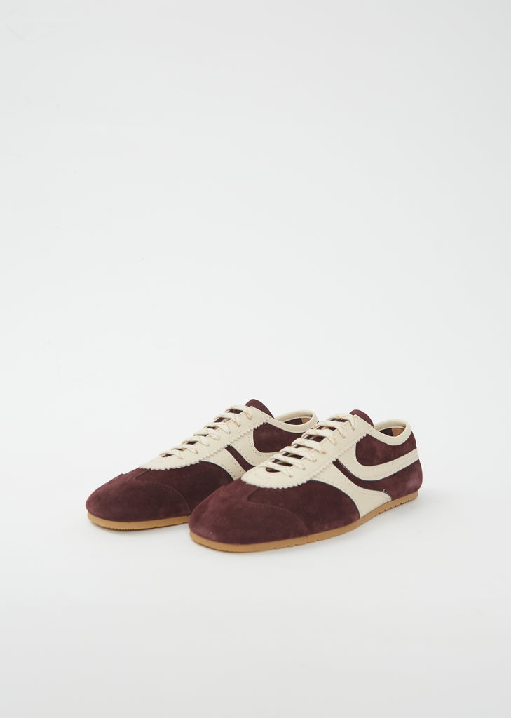 Suede Leather Trainer — Dark Purple