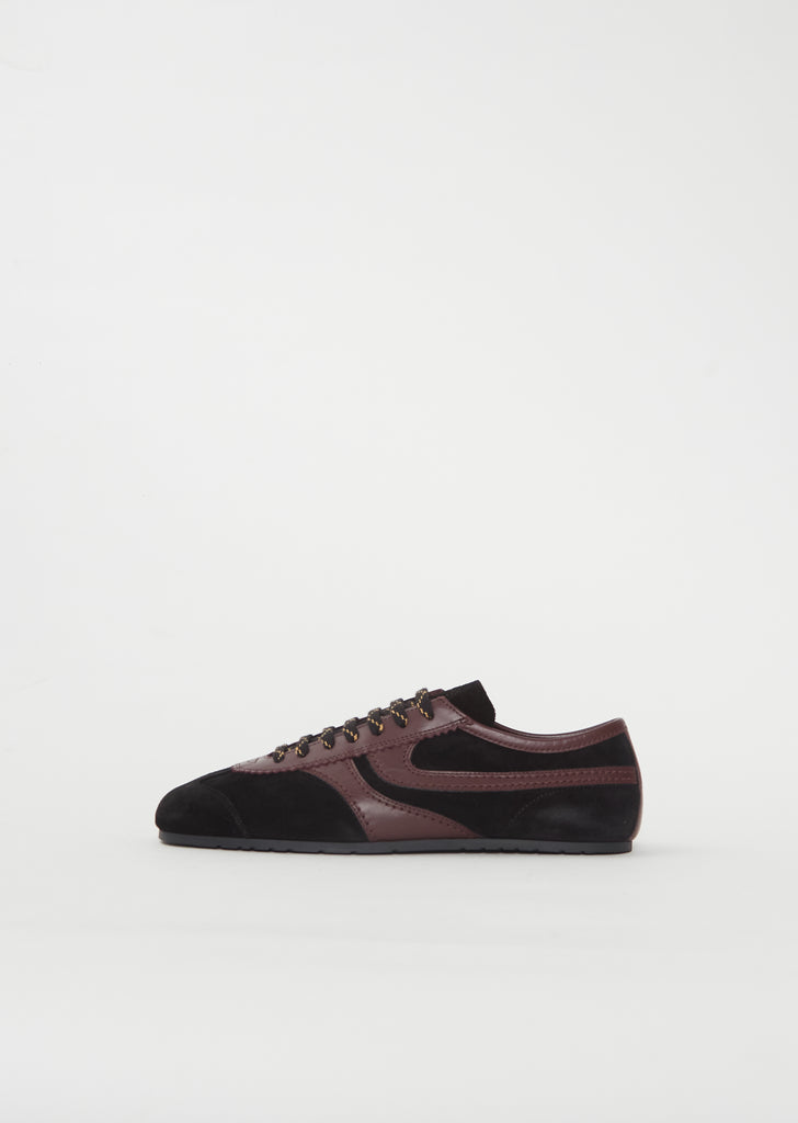 Suede Leather Trainer — Black