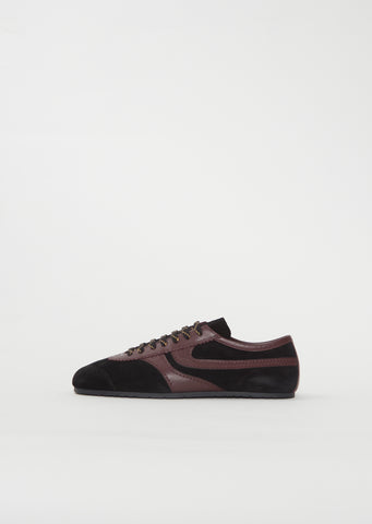 Suede Leather Trainer — Black