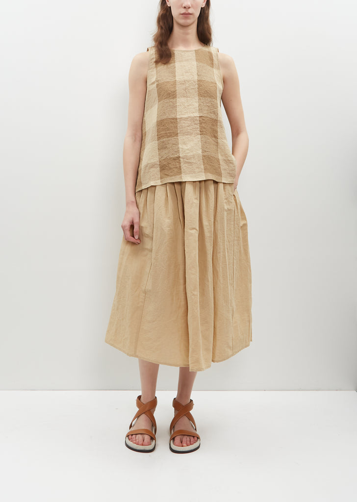 Linen Cotton Gathered Skirt