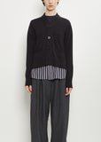 Cotton Poplin x Knit Cardigan