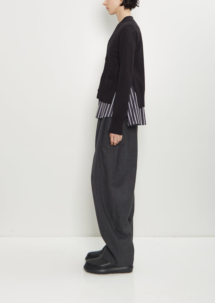 Cotton Poplin x Knit Cardigan
