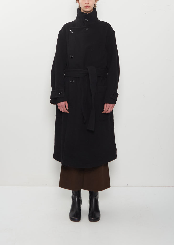 Wrap Wool Coat — Black