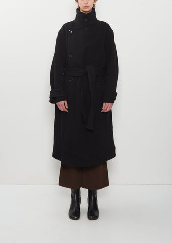 Wrap Wool Coat — Black