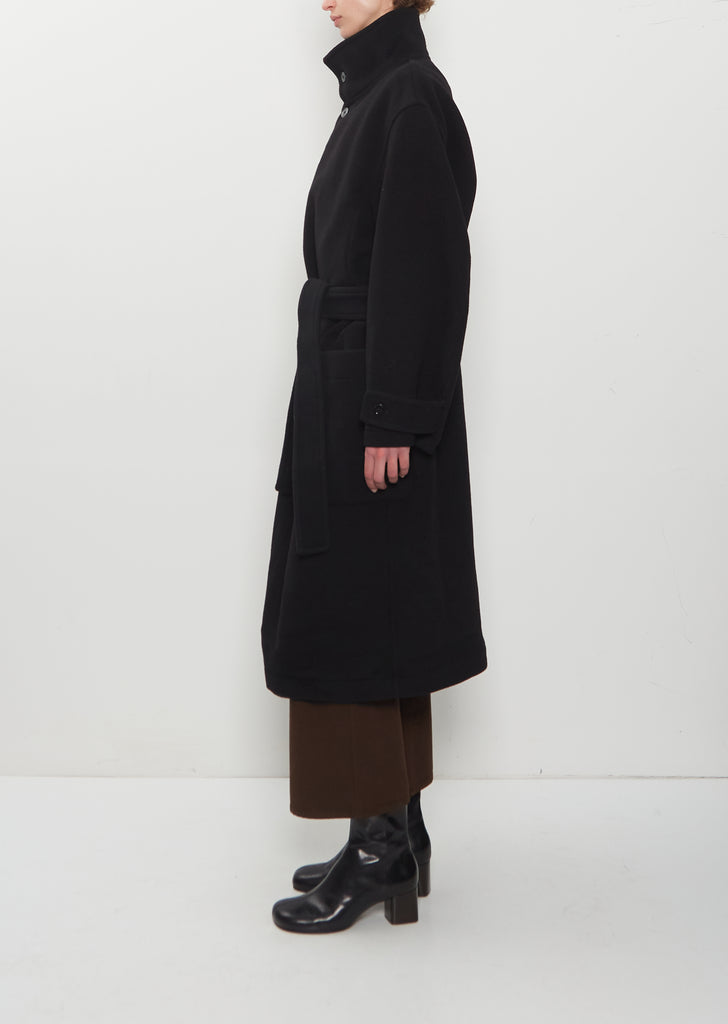 Wrap Wool Coat — Black