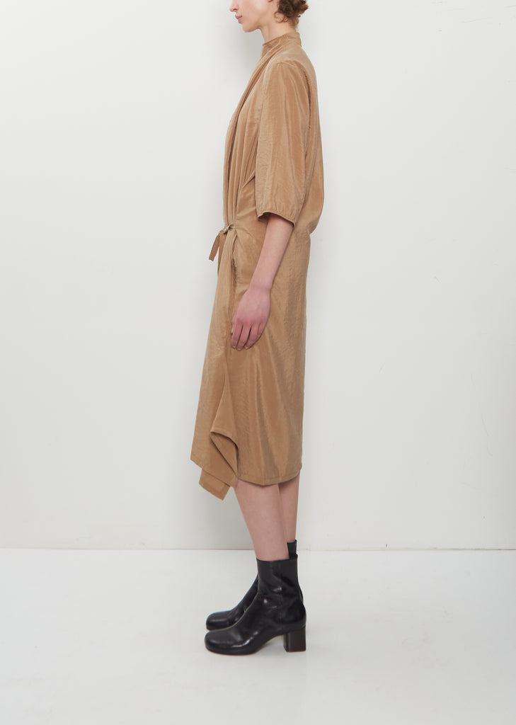 Soft Collar Silk Dress — Toffee