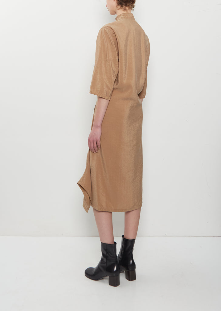 Soft Collar Silk Dress — Toffee