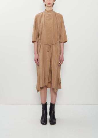 Soft Collar Silk Dress — Toffee