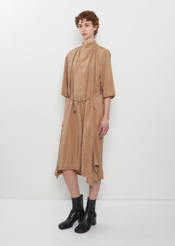 Soft Collar Silk Dress — Toffee