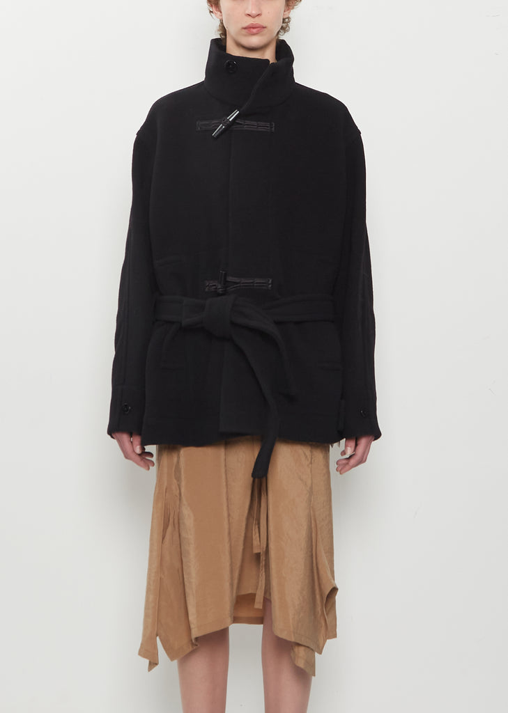 Short Wool Duffle Coat — Black