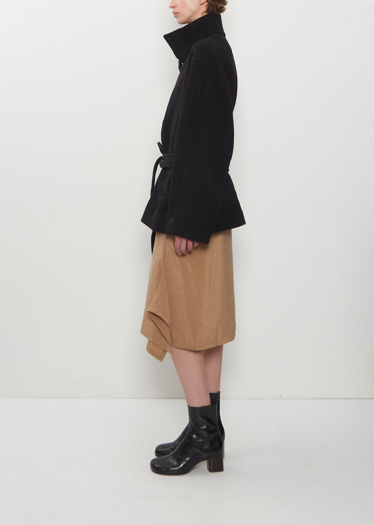 Short Wool Duffle Coat — Black
