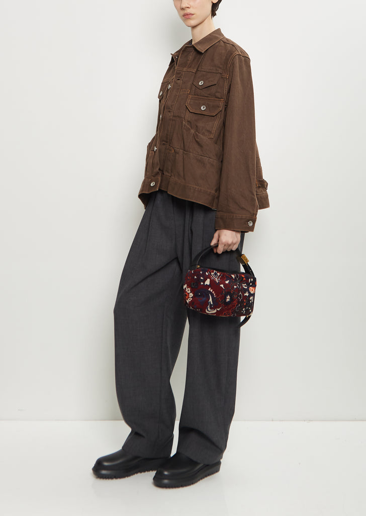 Flower Corduroy Pochette — Bordeaux